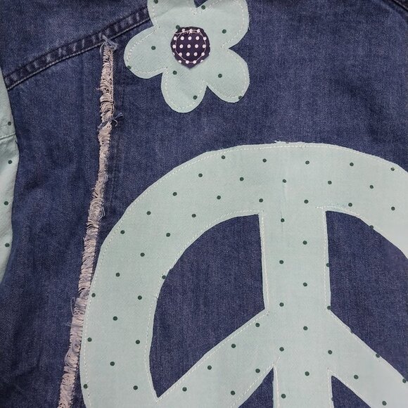 3655 Size Small Easel Upcycled Jean Shacket In Teal and Blue. NWT - Picture 6 of 7